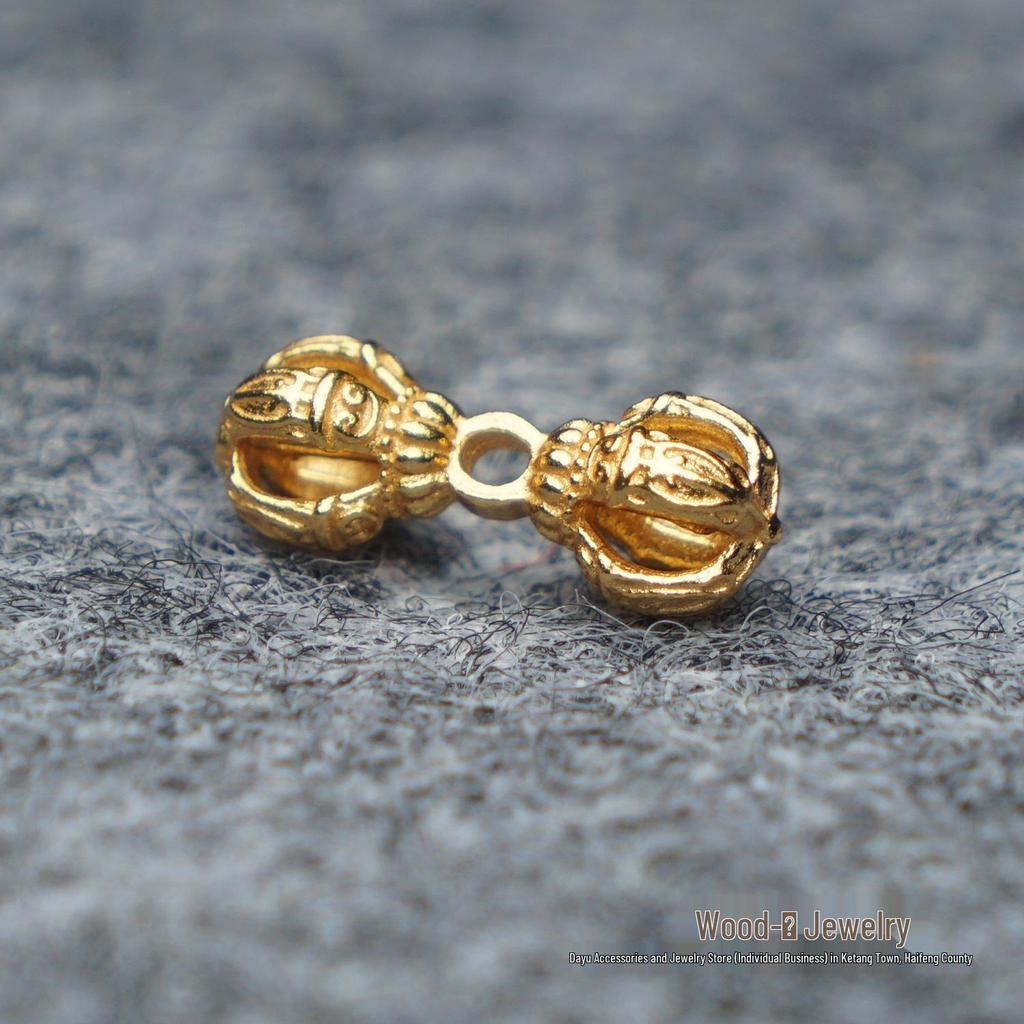 Gold Plated S925 Silver Vajra Spacer Bead for DIY Bracelet Pendant