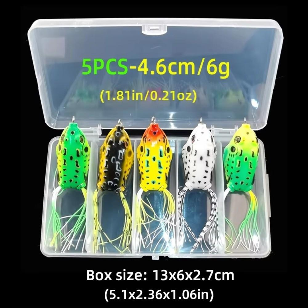 5Pcs 6cm 13g/4.6cm 6g Frog Soft Lure 3D Eyes with Fishing Hooks Fishing Lure Artificial Horizontal Ray Frog Bait