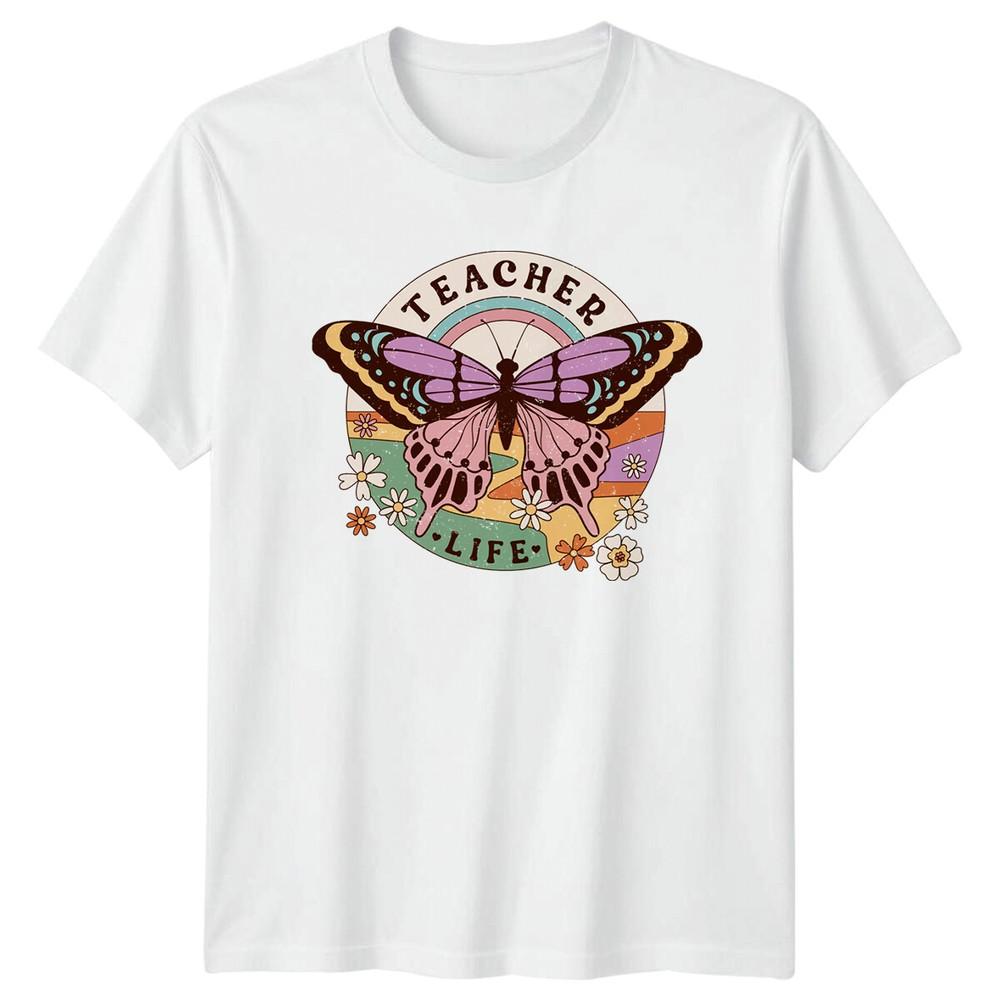 Teacher Life Butterfly TShirt Vintage Style Teacher Appreciation Gift S