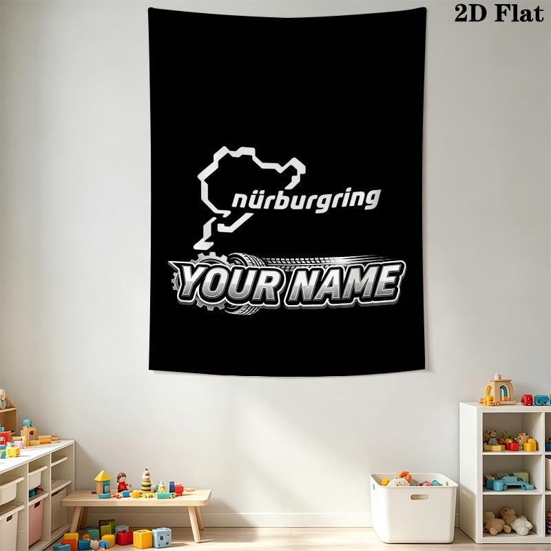 Custom Name Nürburgring Wall Tapestry Aesthetic Wall Hanging Printed Fabric Blanket Decorative Tapestries for Bedroom Living Room Home Decor