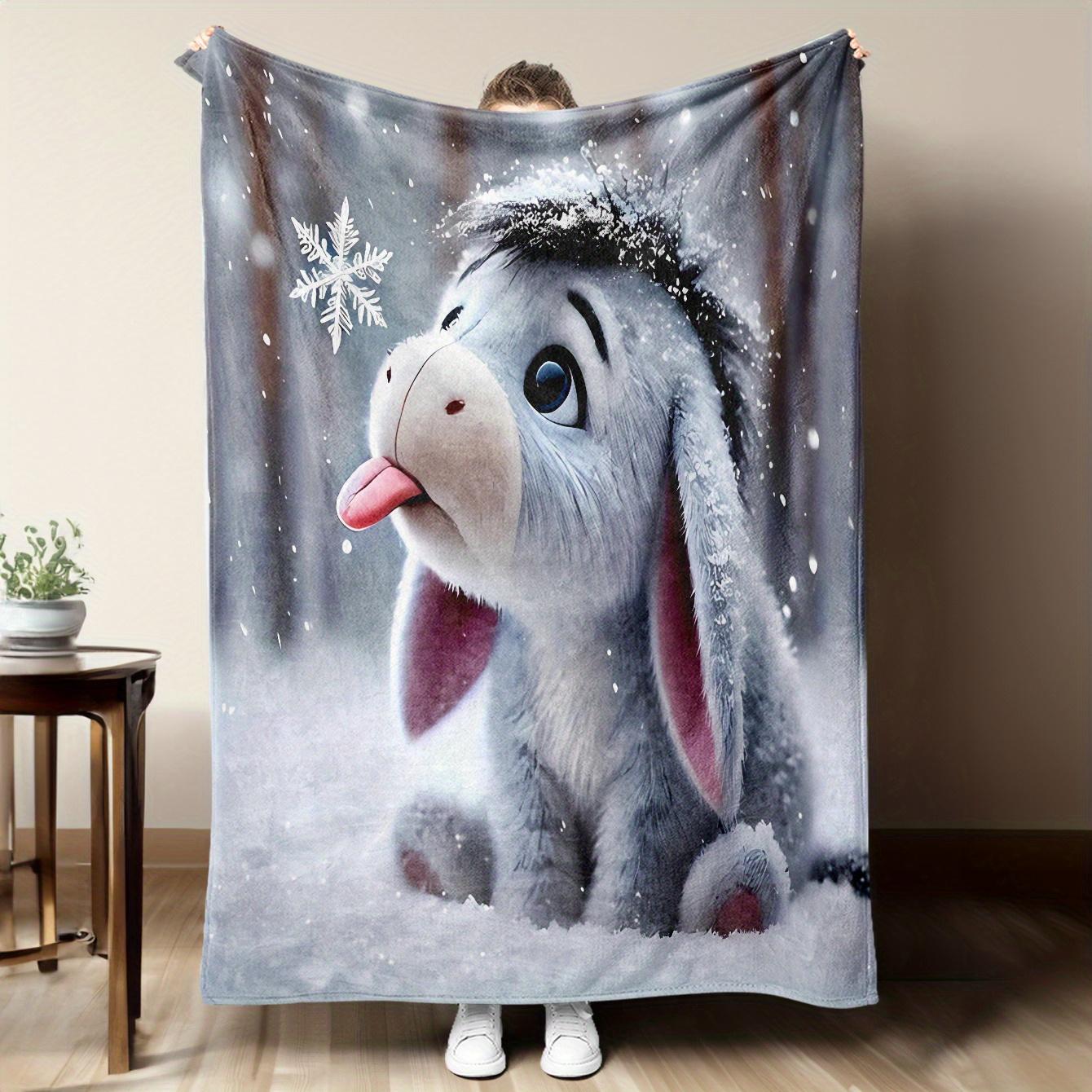 

Eeyore Christmas Thanksgiving Halloween Easter Fleece Blanket - Soft Warm Plush, Digital Print, Winter Holiday Gifts Home Decor 100X150cm