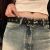 Y2K Punk Star-Studded Wide Belt - Multi-Strap Hole Adjustable Waistbelt for Women's Jeans, Alternative Gothic Accessory