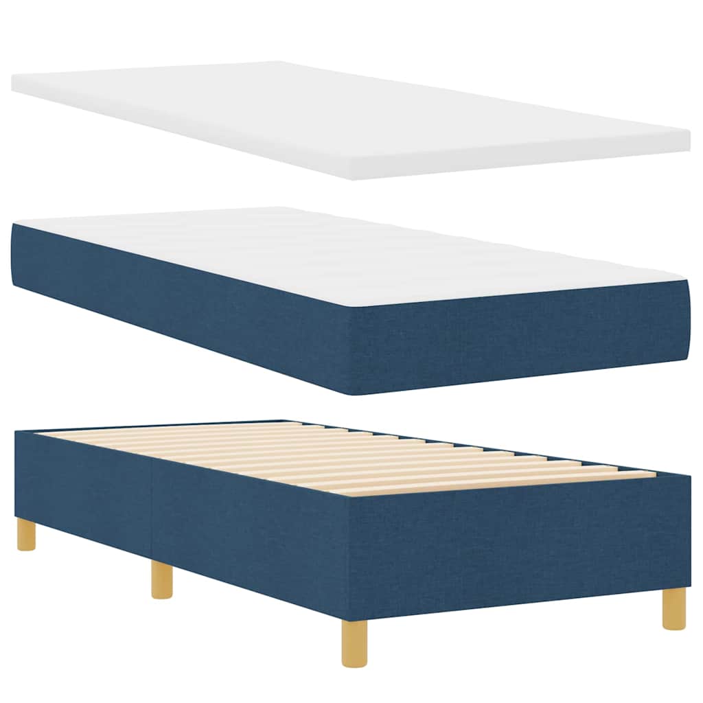Box Spring Bed with Mattress and Headboard Blue 80 x 200 cm Fabric