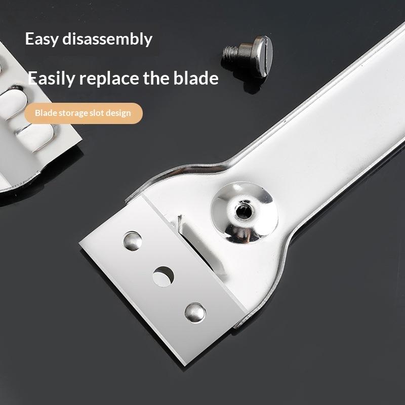 Stainless Steel Hob Scraper Kitchen Glass&Ceramic Scraper With Replacement Blades Wall Floor Window Cleaning Scraper Tools