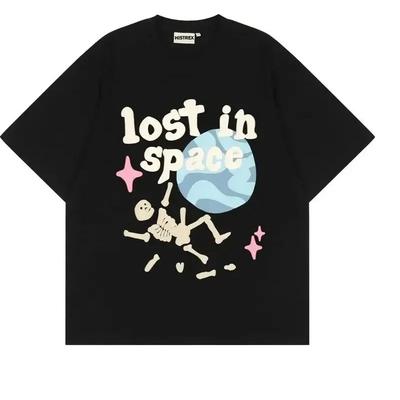 New Cotton Punk Tshirt Streetwear,Hip Hop Skull Skeleton Letter Print Gothic Rock T-Shirt Oversized High Quality Soft Round Neck
