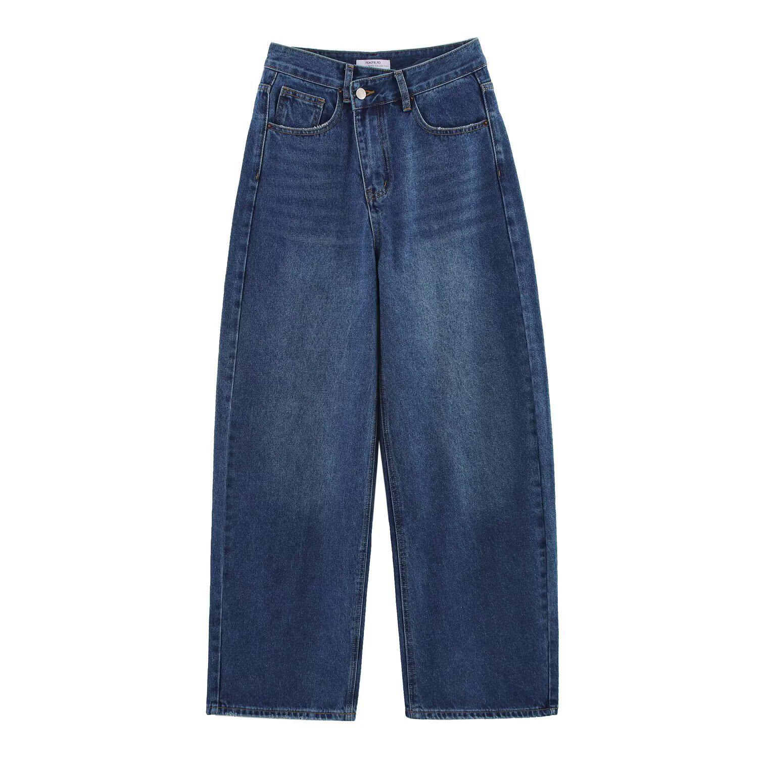 

Spring 2025 European & American Style Women s Double-Breasted Loose Mid-Rise Jeans S
