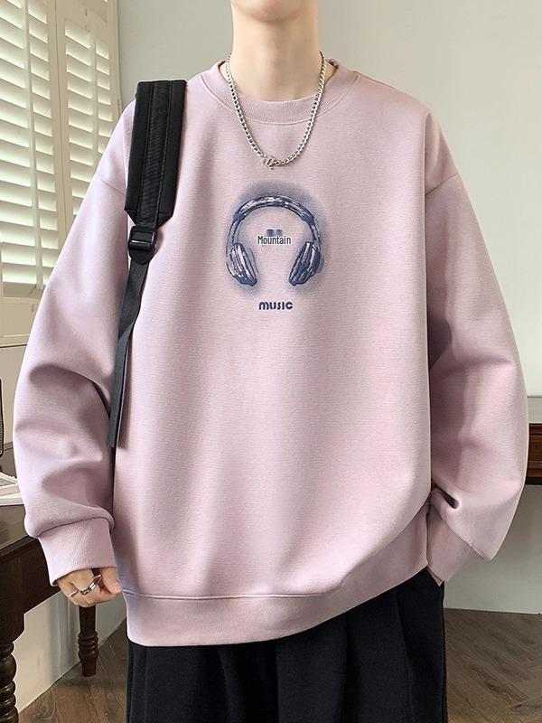 Men's Round Neck Hoodie, New Style: Spring, Autumn & Winter, Plus Velvet, Long Sleeve, Youth & Big Kids Trendy T-shirt