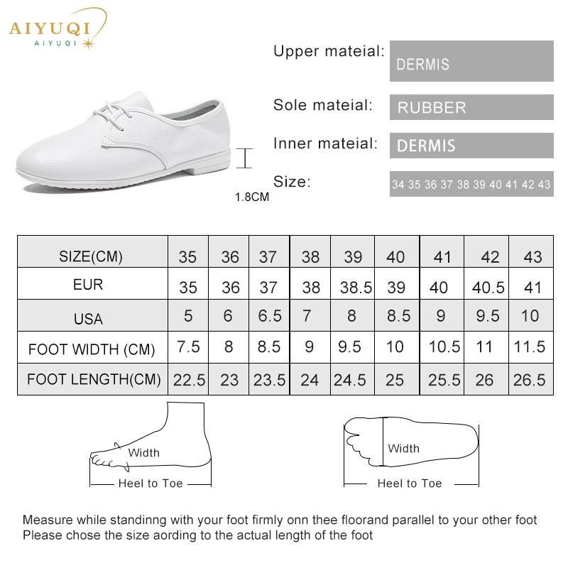 Fashion AIYUQI Nurse Shoes Women 2025 New Lace-up British Style Simple Cowhide Leather Ballet Flat Casual White Shoes Women
