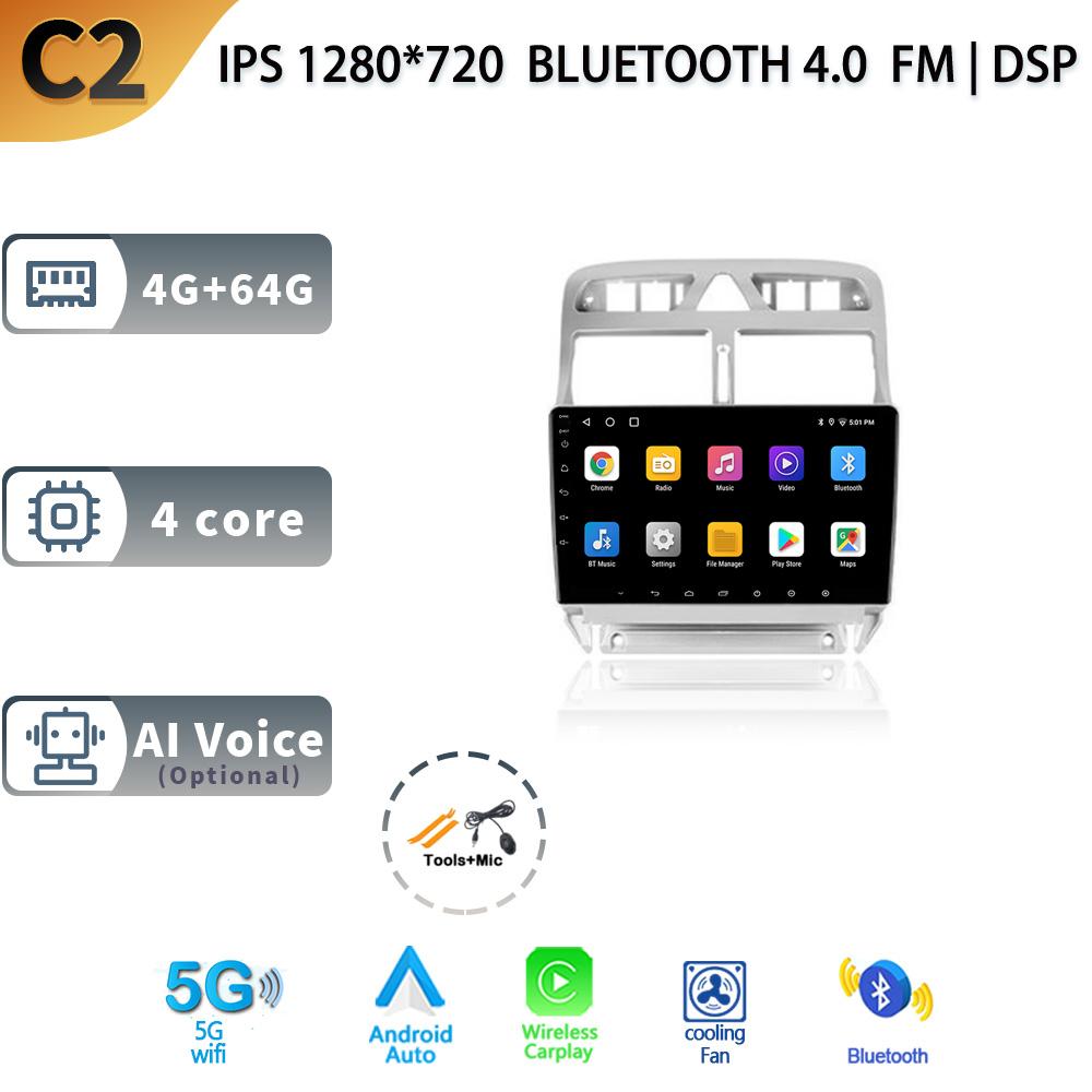 Android 13 Car Radio Wireless Carplay For Peugeot 307 Year 2001-2008 5G Stereo Multimedia GPS Navigation Head Unit Screen