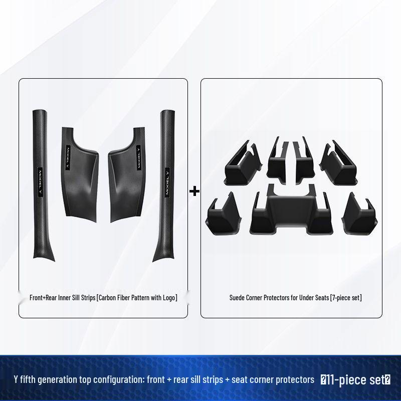 Tesla Model Y Carbon Fiber Rear Seat Corner Anti-Kick Protector Sill Strip