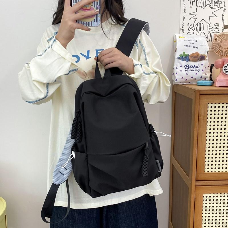 Schoolbag Schoolbag Girl Middle School Student High School College Student Korean Simple Solid Color Versatile Girl Schoolbag Light Going Out Backpack