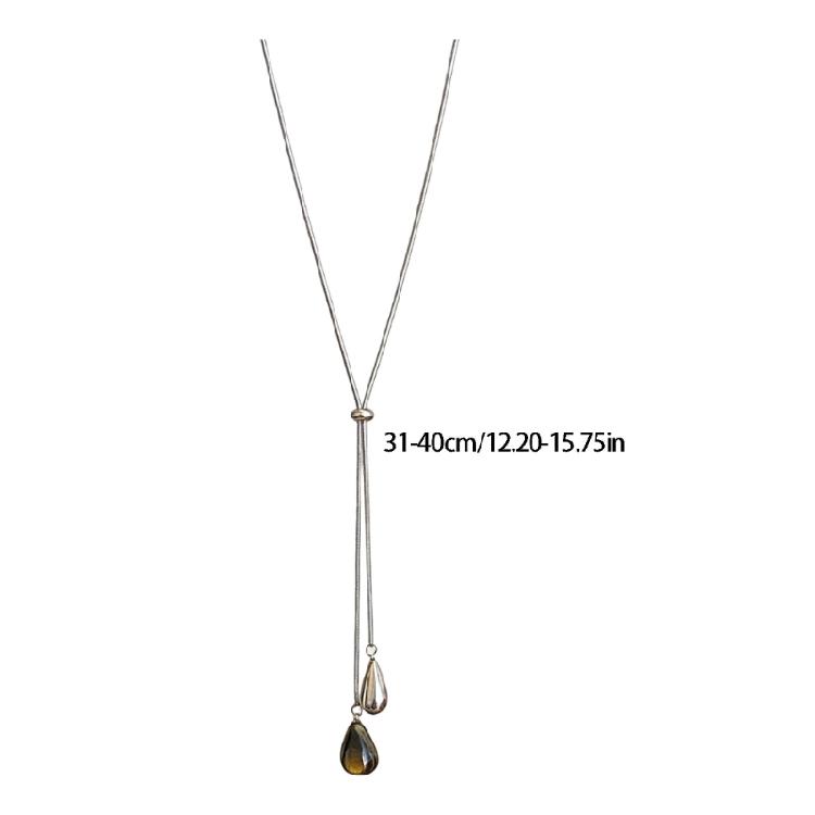 Alloy Teardrop Pendant Necklace Sophisticated Long Sweater Chain With Adjustable Length Fashion Accessory