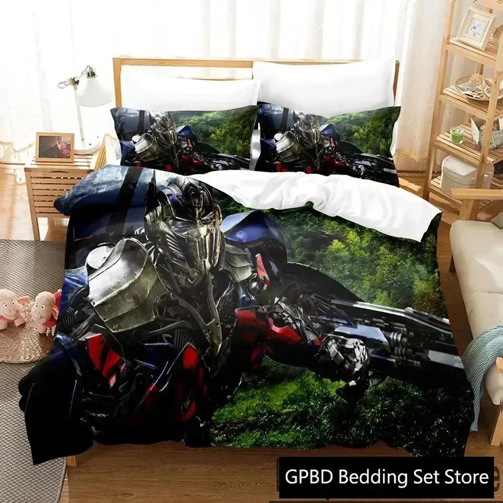3D-tryckta Tran Formers Sängkläder Pojkar Flickor Dubbel Queen King Size Påslakan Örngott Säng Pojkar Vuxen Hemtextil
