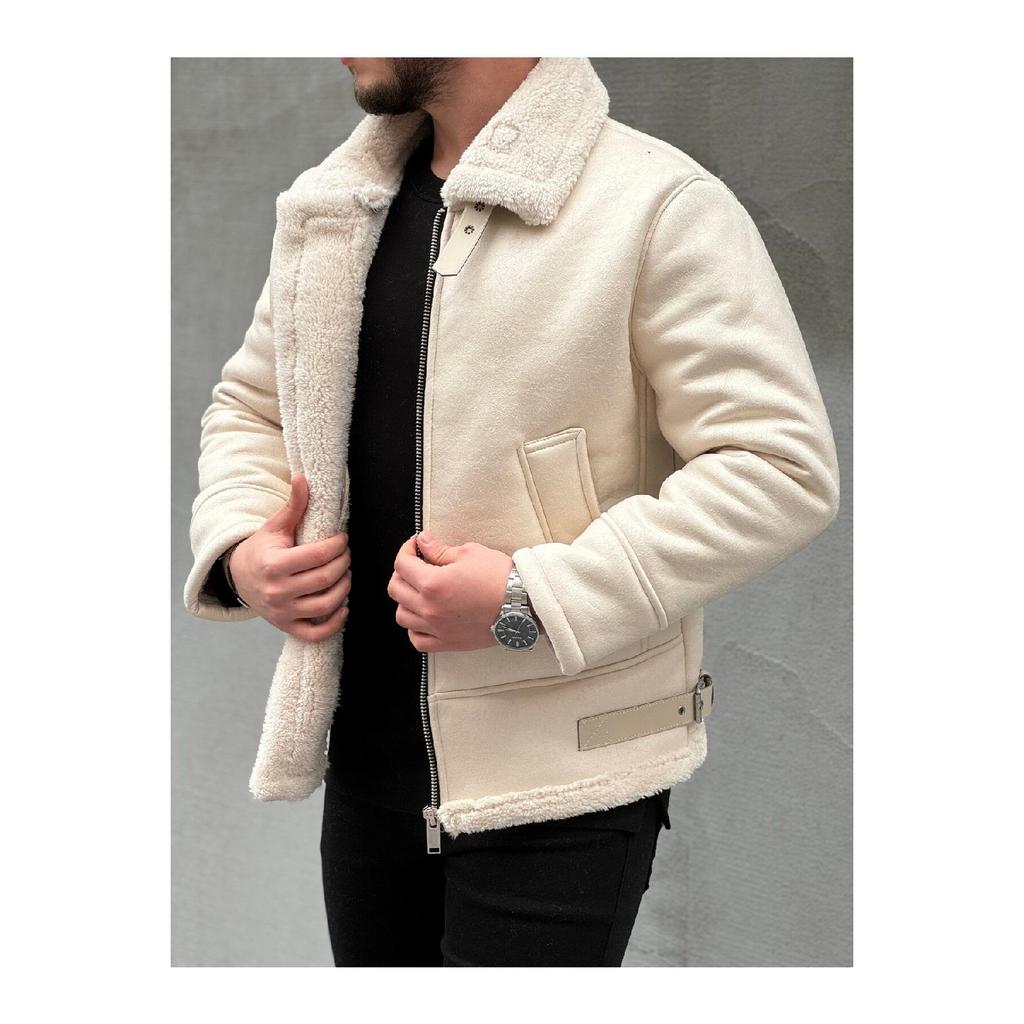 Men's Black Full Shearling Napa Leather Coat