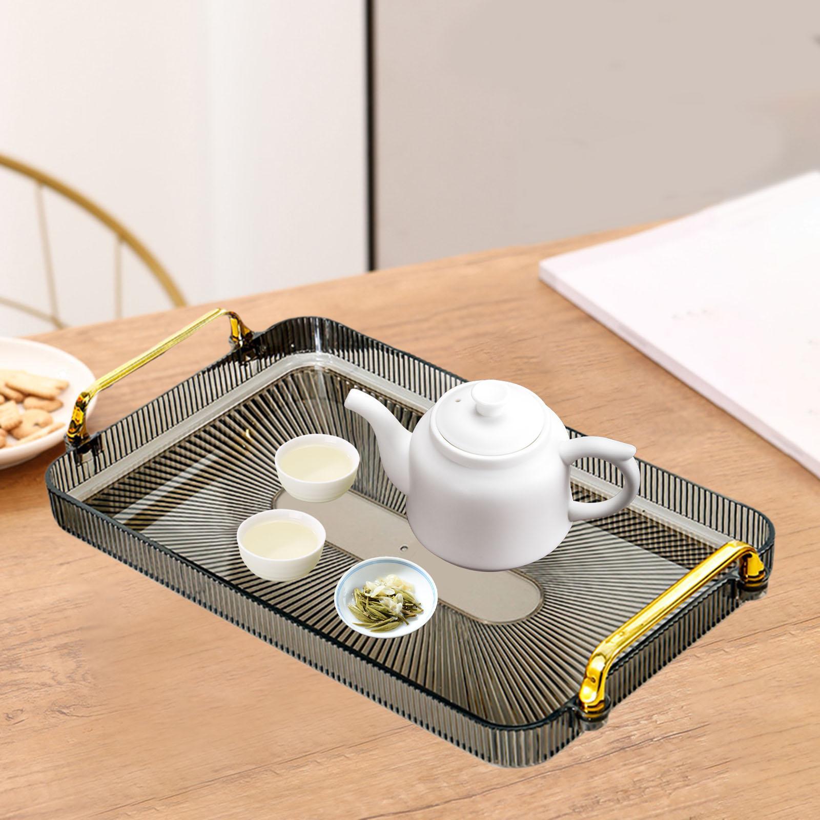 

Serving Tray with Handles Serving Platters Countertop Organizer Rectangular for Bathroom Coffee Table Kitchen Home Party