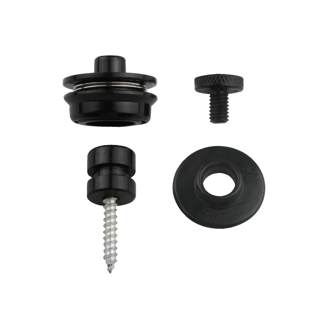 FLEOR 2pcs Electric Bass Guitar Straplocks Flat Head Metal Skidproof Locking Security Strap Locks Buttons Black /Chrome Choose
