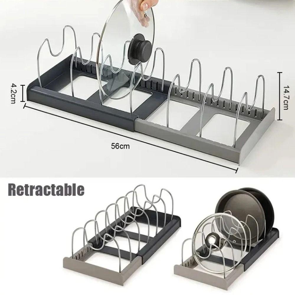 Adjustable Storage Rack Retractable Cookware Organizer New Pot Lid Rack  Kitchen