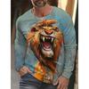 Fashion Animal Tiger Wolf Pattern 3D Printed Men's T-shirt Autumn New Men's Long Sleeves T-Shirt Casual Oversized Pullover  Tops