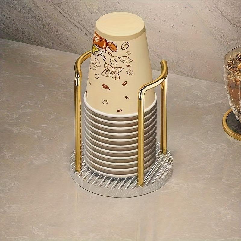 Luxury Disposable Cup Storage Holder Water Tea Cups Dispenser Rack Shelf with Longer Stick Mug Display Stand Home Organizer