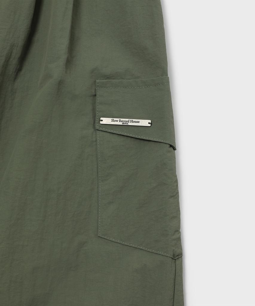 Slow Record House Nylon Cargo Mini Skirt_Khaki