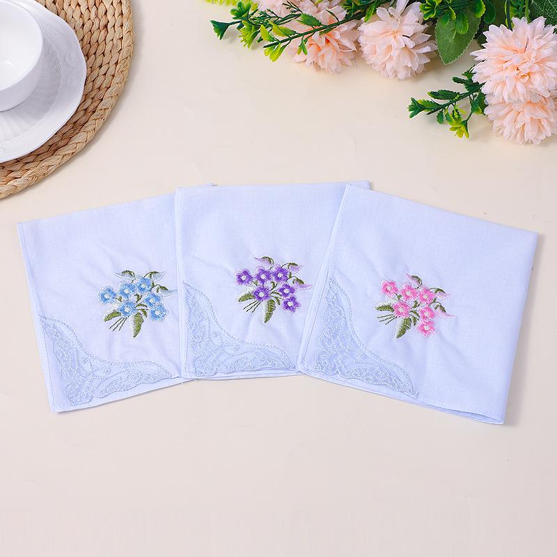 Luxuriöses 60er-Pack Damen-Taschentücher aus reiner Baumwolle mit Schmetterlingsspitzenstickerei