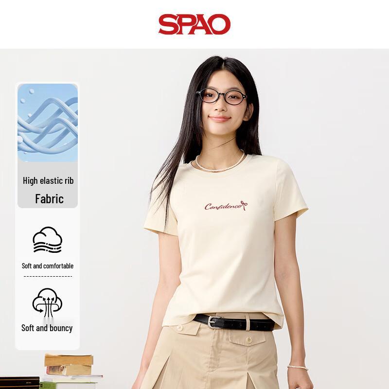 SPAO Women s Slim Fit Short Sleeve Round Neck T-Shirt S