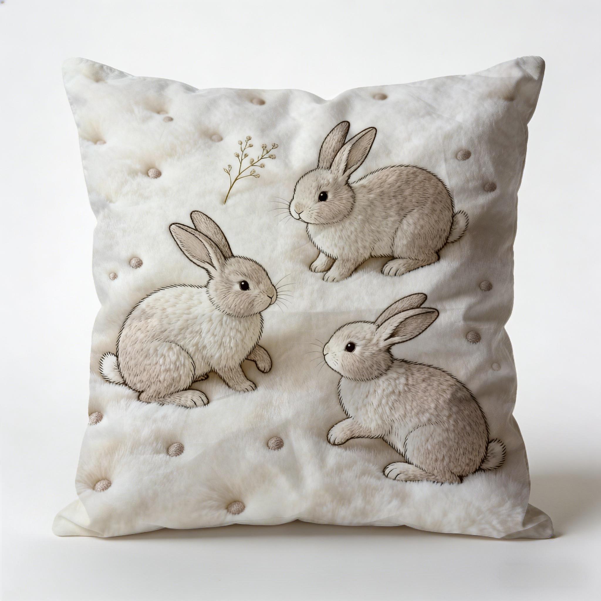 

1pc of 2D Single-sided Printed Easter Pillowcase, Featuring a Soft White Cute Rabbit Style Design 40x40cm/16x16inch