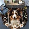 Collie Dog Round Area Rug,Carpet Rug for Living Room Bedroom Sofa Playroom Decor,Non-slip Floor Mat