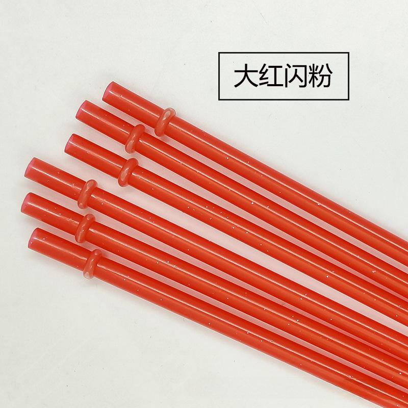 Colorful PP Plastic Sparkling Powder Straw with Ring Reusable Straw Beverage Cup with Buckle Hard Straight Tube