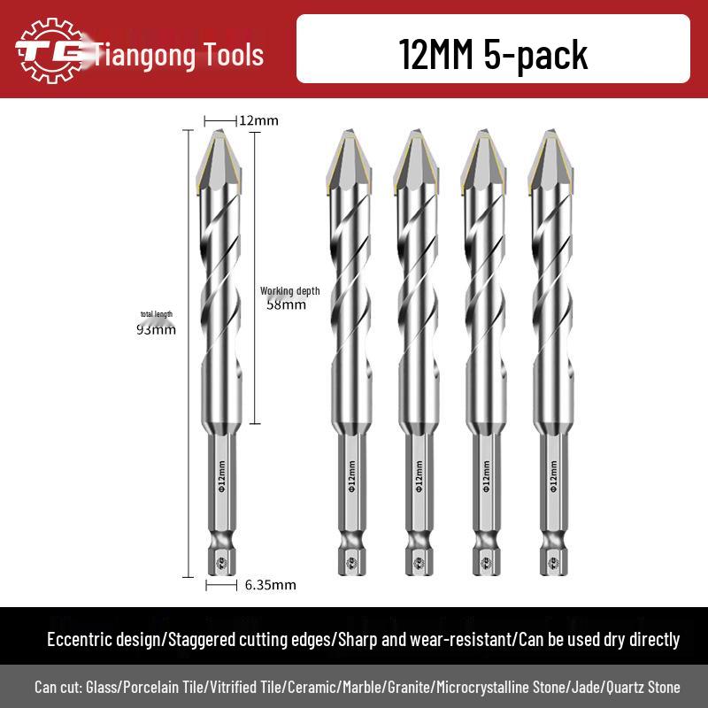 Eccentric Tile Drill Bit for Concrete, Cement, and Ceramic – Super Hard Alloy Triangle Impact.