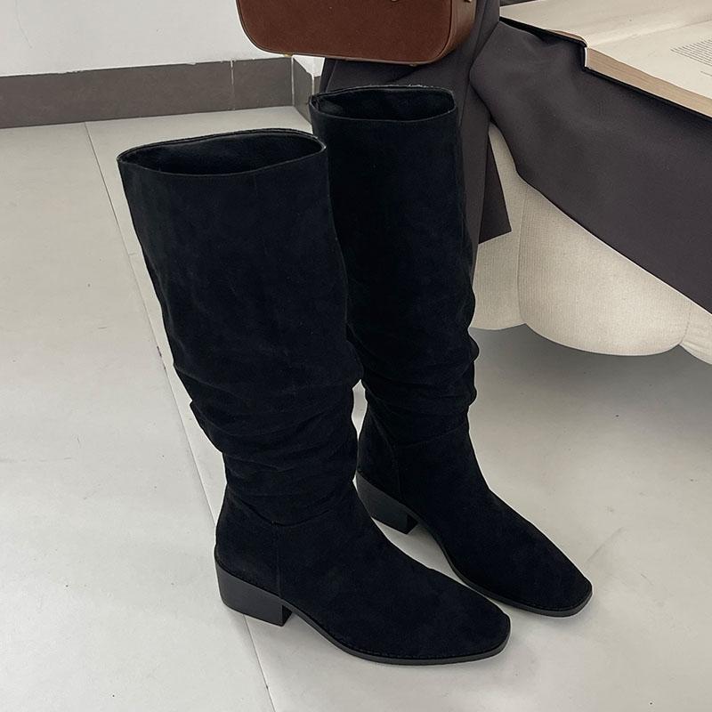 

Мода Мода Флок Женские Сапоги до Колена на Квадратном Каблуке Обувь Женская Слипоны Дамские Современные Длинные Сапоги Обувь Большой Размер 43 35 чёрный