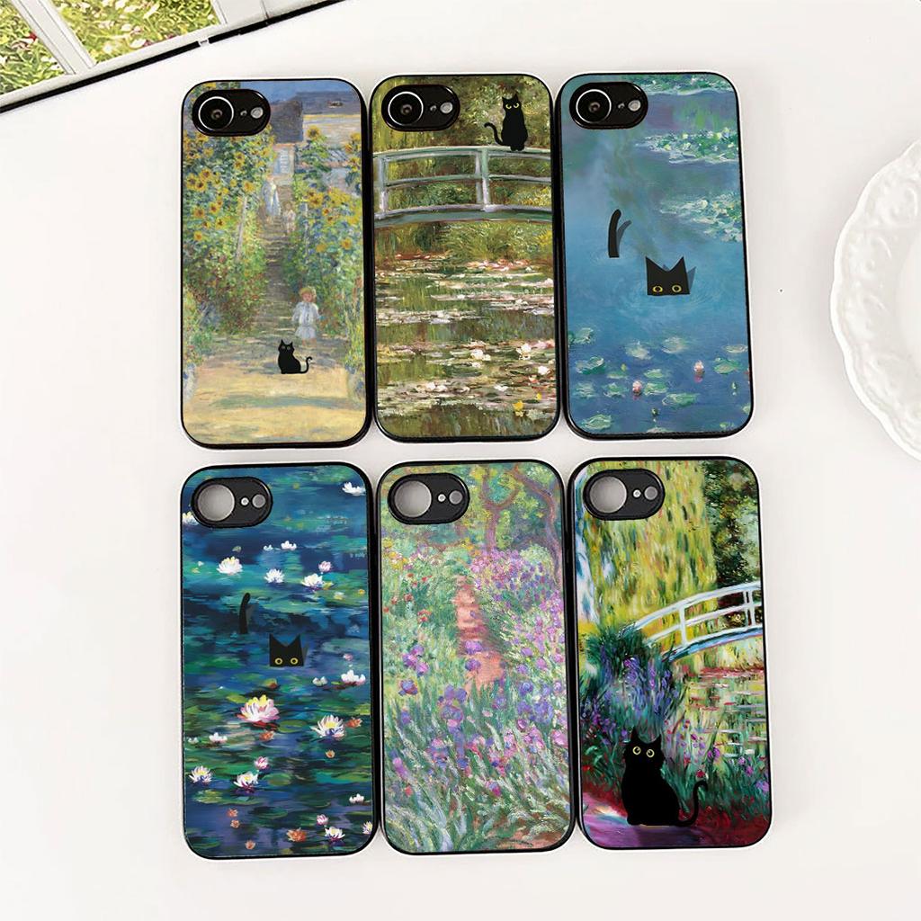 Coque de Protection pour Xiaomi Redmi 15 15C A3 A4 A5 9A 9C NFC Note 9 Pro Coque de Téléphone Claude Monet Nénuphar Chat