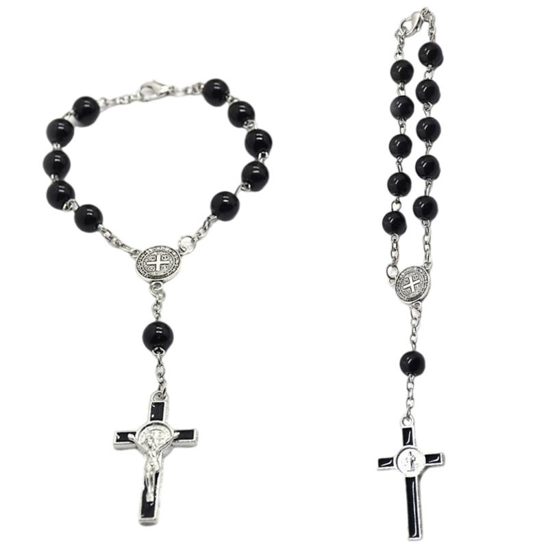 Delicate Catholic Rosary for Woman Faith Bracelet Metal Pendants Metal Chain Gift for Mother Birthday Anniversary