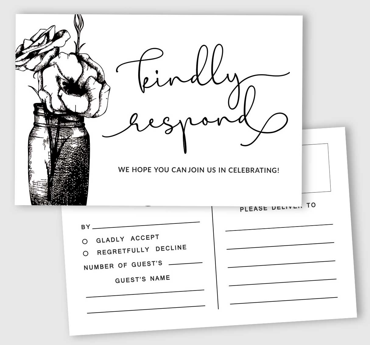 

Inkdotpot 50 пустих листівок із відповіддю, листівки з відповіддю, конверти не потрібні, листівка з квітковим принтом, відповідь на весілля, свято дитини, весілля 4 x 6 Inches білий