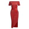 Bodycon Dress Off Shoulder Shiny Spring Autumn Slash Neck Strapless High Split Dress for Wedding