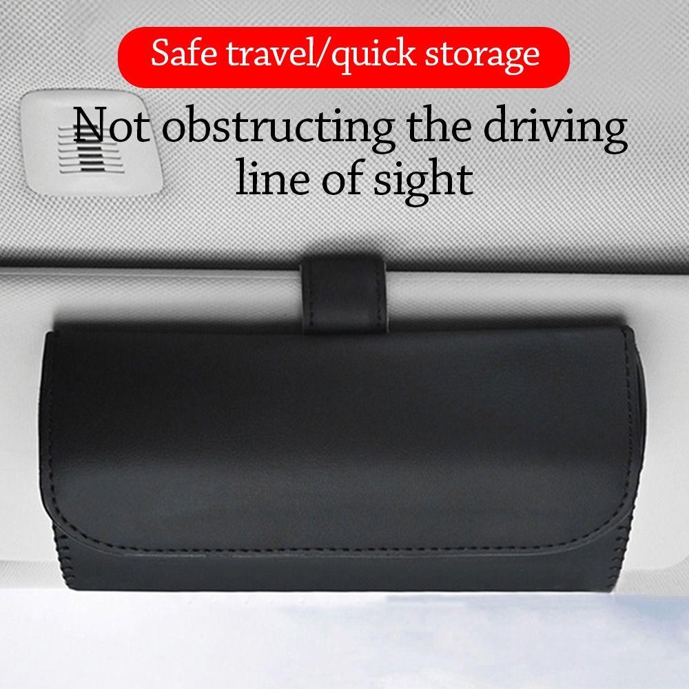 Portable Car Glasses Box PU Leather Multifunctional Car Sunglasses Case Easy Installation Compact Eyeglass Storage Case Car