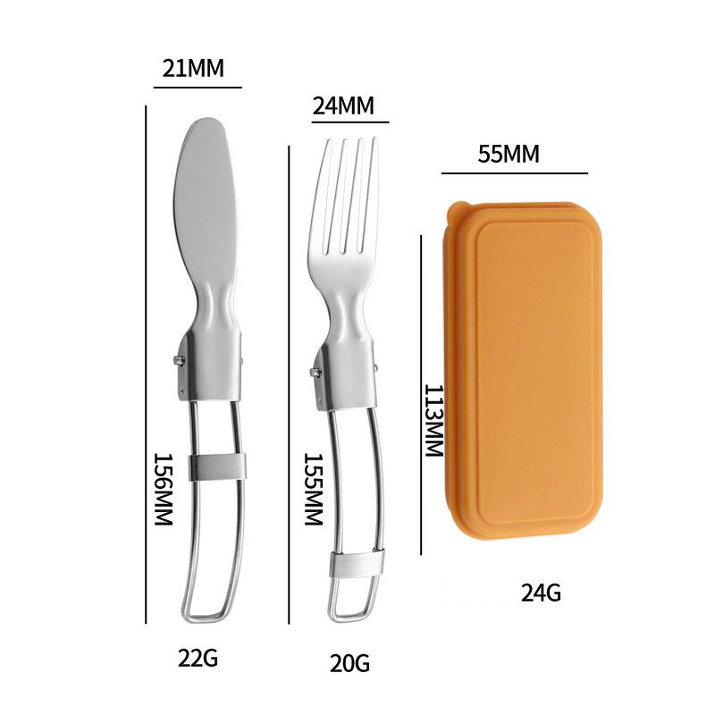 

1Pc 304 Stainless Steel Portable Cutlery Set - Folding Knife Fork Spoon For Outdoor Picnics Camping Back To School Student Use