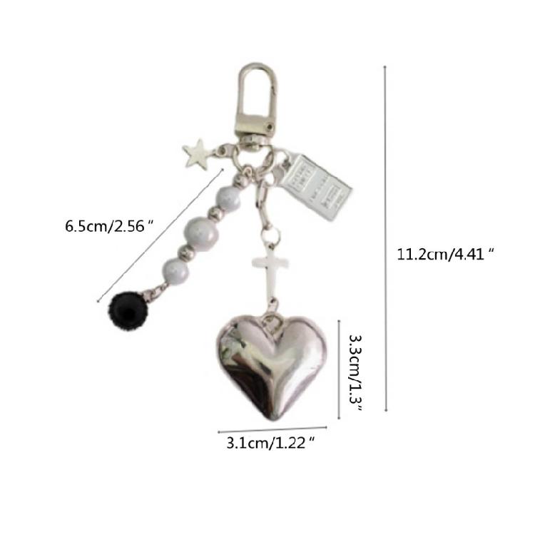 Fashionable Keyring Decor Trendy Love Heart / Bear Charm Hanging Ornament Handbag Bag Car Decorations for Women Men
