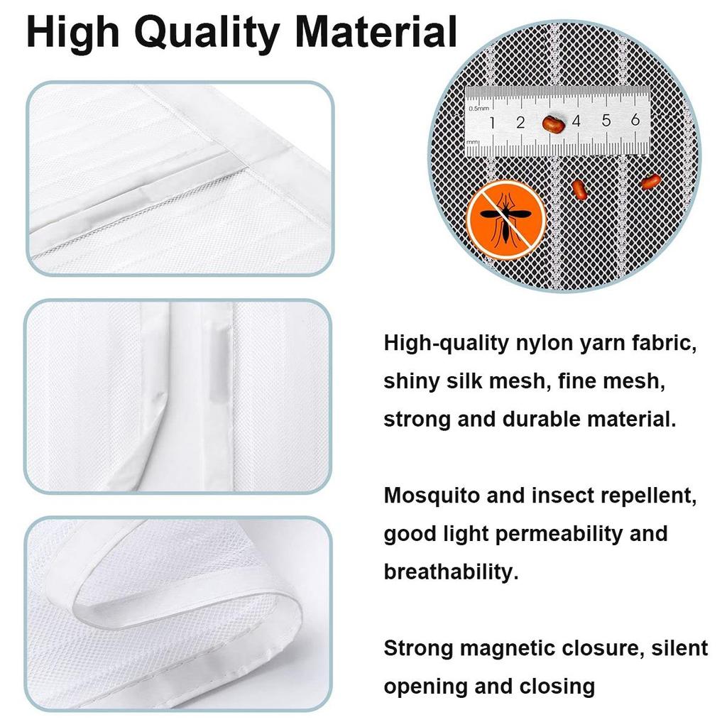 Magnetischer Fliegengitter-Türvorhang, selbstdichtende Fliegengittertür, robuster Türgitter-Magnetverschluss, insektensicher, einziehbares Fliegengitter-Türnetz, Weiß