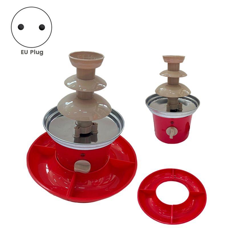 A20F-Schokoladenbrunnen Mini-Fondue-Set mit Serviertablett, Elektrische 3-stöckige Maschine mit Heißschmelztopf-Basis