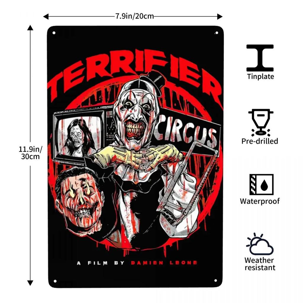 Retro Terrifiers Halloween Horrorfilm Metallschilder Benutzerdefinierte Blechschilder Tor Garten Bars Heimdekor 30x20cm