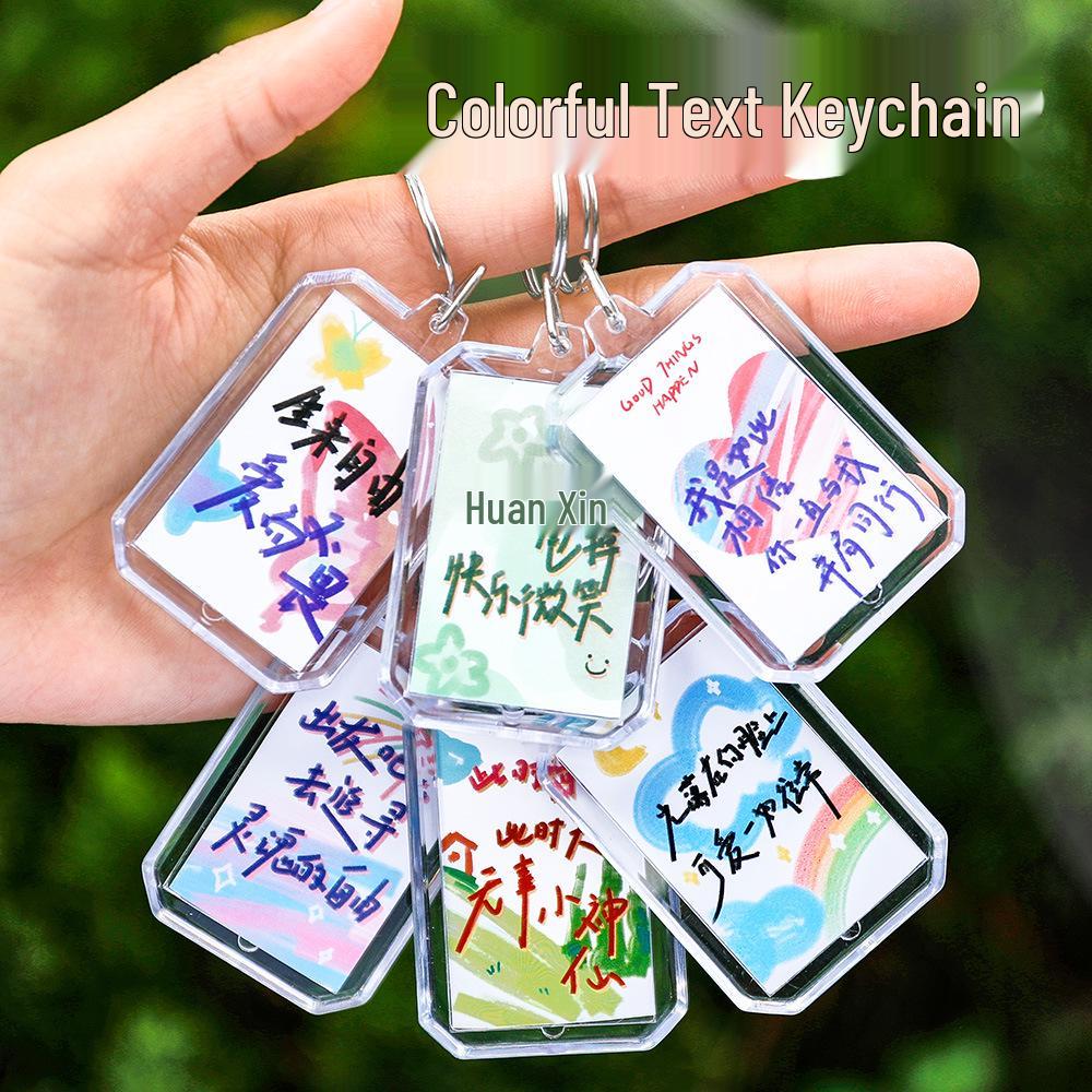 Colorful Acrylic Text Keychain: DIY Bag Decoration Pendant Fun Gift