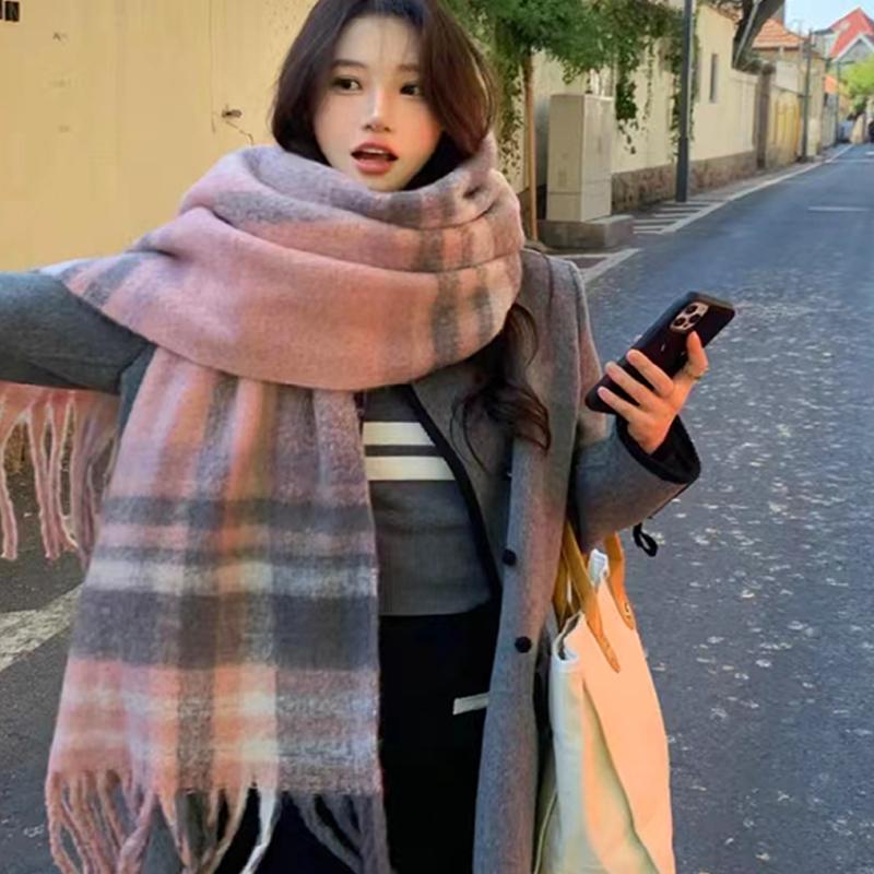 

Fashion Scarf New Black And White Checkered Korean Style Warm And Thick Scarf чёрный