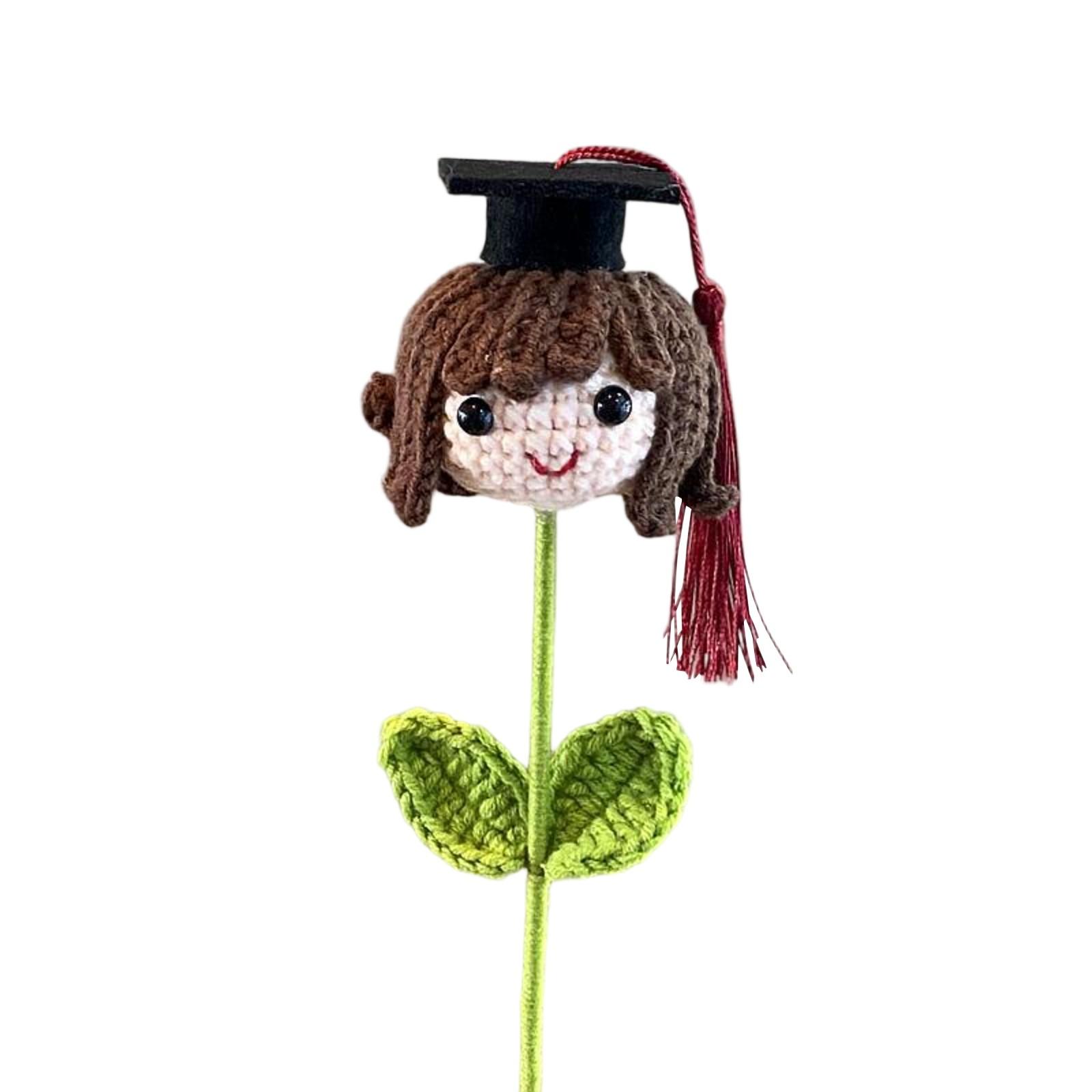 

Graduation Doctoral Hat Boy Girl Animal Bouquet Hand-Crocheted Wool Knitting Crochet Flower One Size чёрный