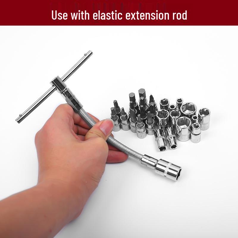 53-Piece Small Tool Set with 1/4" Ratchet, Extension Rod, Quick Wrench & Sockets for Auto & Mechanical Repair