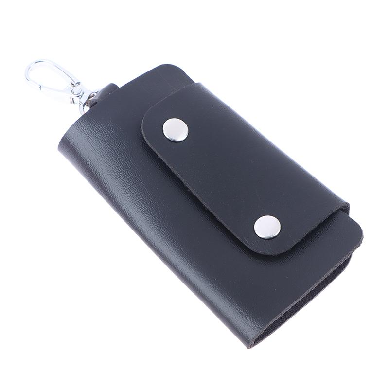 1Pc Portable Pu Leather Housekeeper Holders Car Key Holder Bag Case Unisex Wallet Cover Simple Solid Color Storage Bag