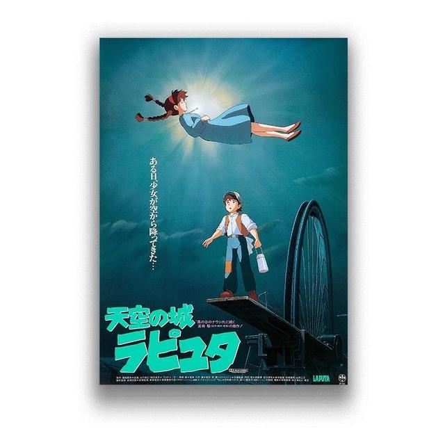 Porco Rosso Up Castle In The Sky Hayao Miyazaki Canvas Painting Pictures On The Wall Vintage Poster Decorative Home Decor
