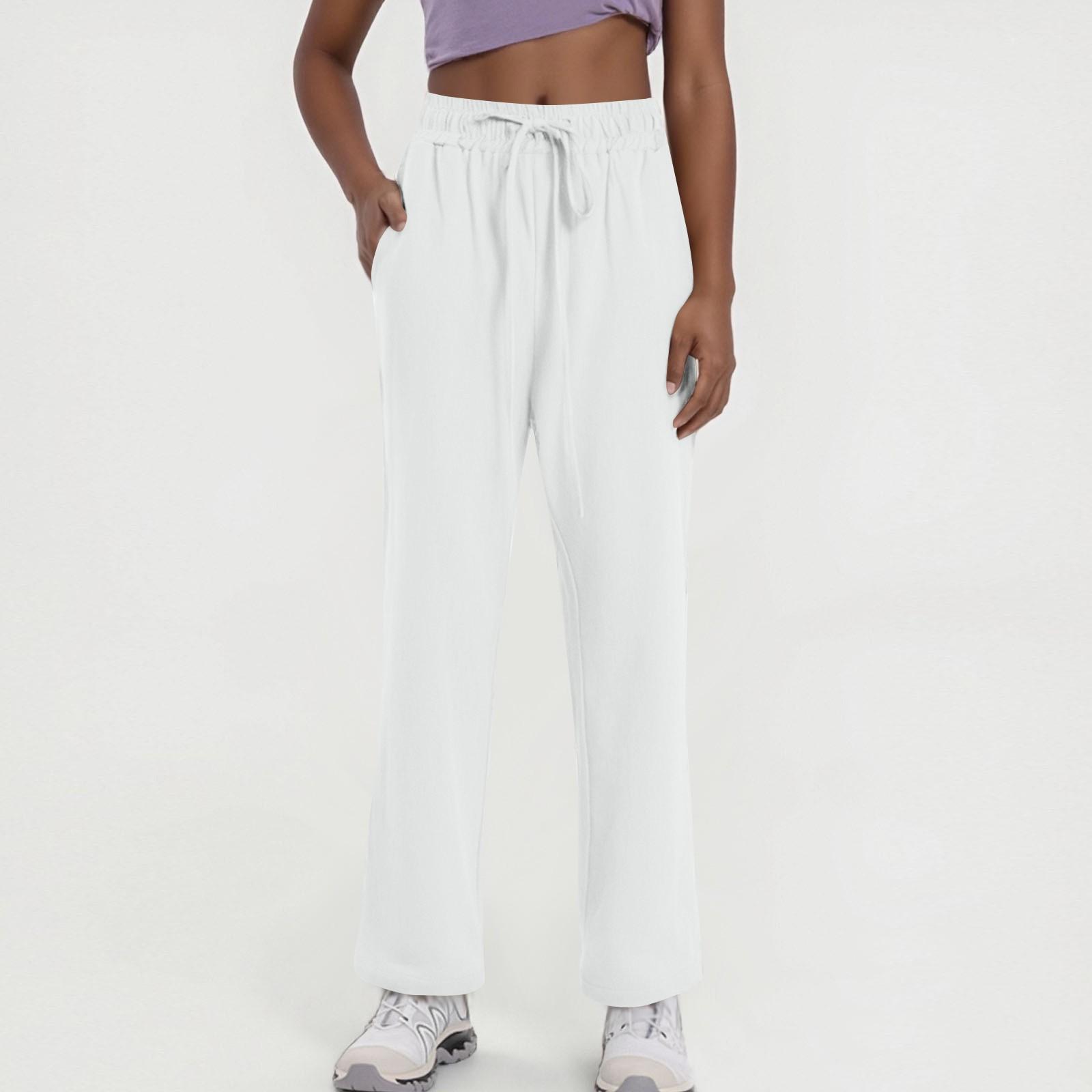 

Женские модные однотонные хлопковые и льняные свободные широкие брюки с завязками на карманах повседневные брюки XL белый