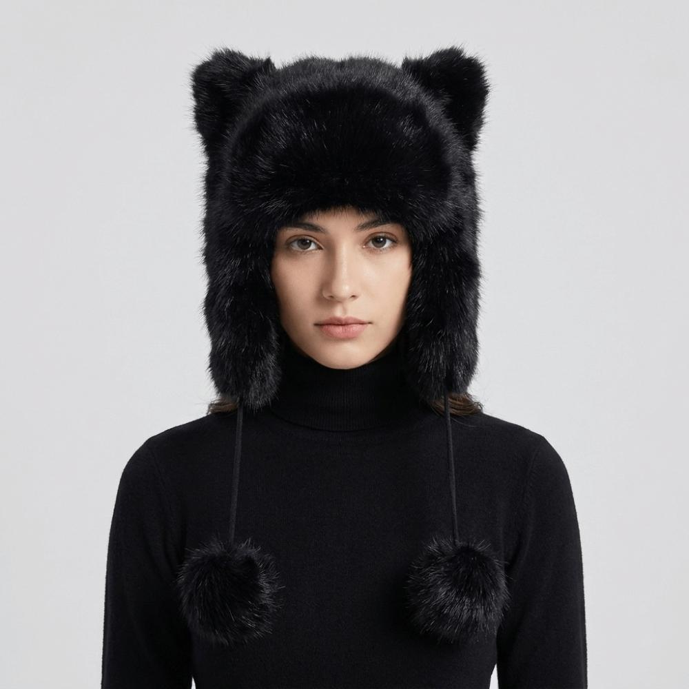 Windproof Raccoon Hat Thickened Winter Hat Cute Faux Fur Beanie Winter Autumn