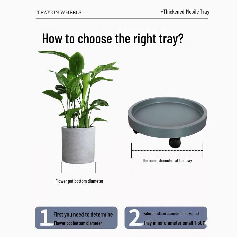 Rolling Plant Pot Caddy Tray